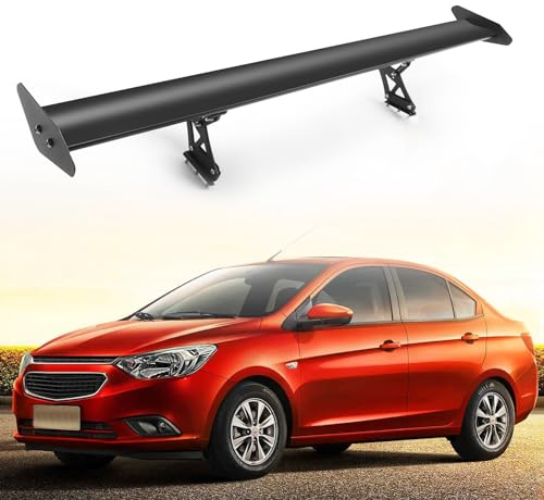 Topteng Auto Kotflügelspoiler, 135 cm, verstellbar, Aluminium, GT Heckklappe, Rennspoiler, schwarz, universell