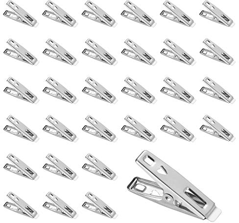 100 Pcs Clothes Pegs, VEGCOO Stainless Steel Clothes Clips Clothes Pins Durable and Windproof Laundry Pegs, Strong Metal Clothes Pegs for Washing Line Laundry Bathroom Kitchen Food Sealing Photos