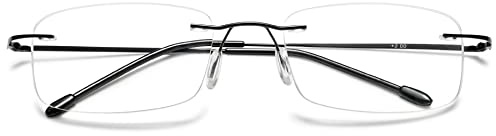 VEVESMUNDO Lesebrille Randlos Blaulichtfilter Titan Leicht Flexibel Modern Rahmenlos Lesehilfe Sehhilfe (1 Stück Grau, 0.0)