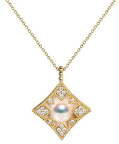 Gualiy Halskette aus 18 Karat Gold für Damen, Quadratische Halsketten mit Anhänger, Damen Perlenanhänger Gold