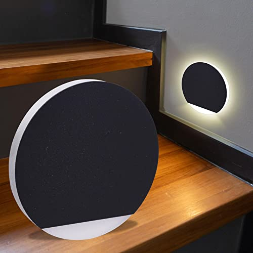 LongLife LED Stufenlicht 230V Treppenbeleuchtung rund schwarz - Unterteil Lichtfarbe: CCT 1,5W Wandeinbauleuchte Stufenbeleuchtung Treppenlicht Wandleuchte