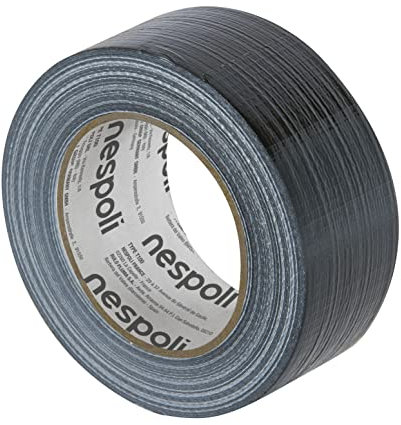 Nespoli – Nastro Telato Nero 50mm x 25m in Polietilene per Riparazioni Semipermanenti, Nastro Adesivo Telato in Gomma Sintetica Resistente all'Umidità, Flessibile per Superfici Irregolari