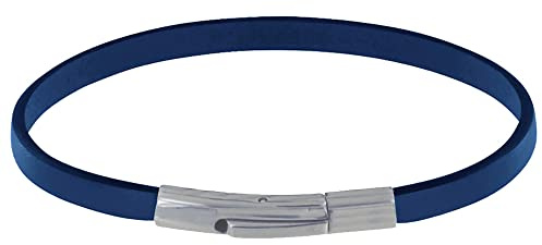 LES POULETTES BIJOUX - Bracelet Homme Cuir Simple Fermoir Acier Inoxydable - 20cm