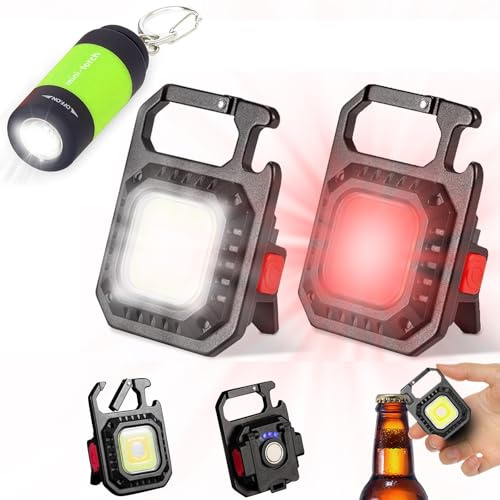 LETOUR Lot de 2 mini lampes de poche LED 1000 lumens rechargeables COB 7 modes d'éclairage, lampe de poche étanche et portable avec décapsuleur pour randonnée et camping