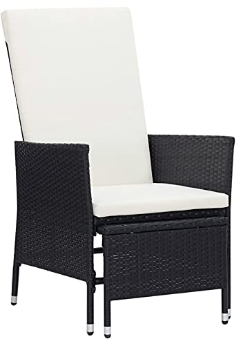 MOONAIRY Garten-Liegestuhl mit Auflage, Gartenliege, Liegestuhl, Sonneninsel Outdoor, Sonnenstuhl, Gartenmöbel, Bäderliege, Relaxliege, Terrasse,n Poly Rattan Schwarz