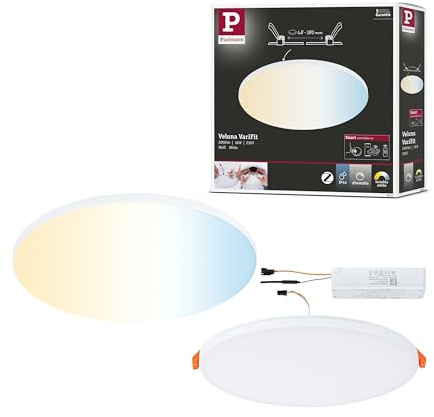Paulmann 79957 LED Panel Einbaupanel Veluna VariFit Edge 200mm rund Tunable White Weißlichtsteuerung Weiß Kunststoff Deckenleuchte
