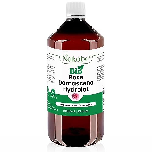 Acqua di rose biologiche – 1000 ml rosa Damascena Flower Water | Idrolato puro senza alcool | Per viso, capelli e cosmetici fai da te | Vegano e senza additivi - Organic Rose Water