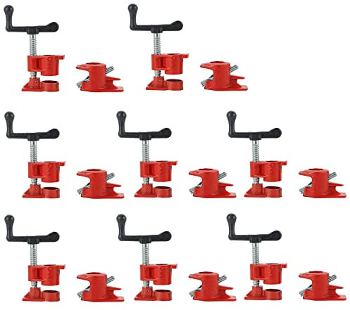 ATPEAM Wood Gluing Pipe Clamp Set | 8 Pack Heavy Duty Cast Iron Quick Release Pipe Clamps for Woodworking (8, 3/4)
