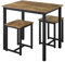 Yaheetech Bartisch-Set, Stehtisch mit 2 Barhockern, Bistrotisch Esstisch 90 x 60 x 75 cm, Küchentisch Holz Essgruppe für Küche, im Industrie-Design, vintagebraun-schwarz