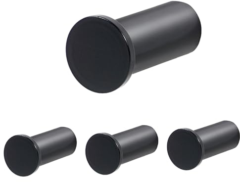 Vista Wandhaken Schraube SUS304 Edelstahl Kleiderhaken Heavy Duty mit Bohren für Badezimmer, Schlafzimmer, Küche, Schlafzimmer, Schwarz, 4 Stück