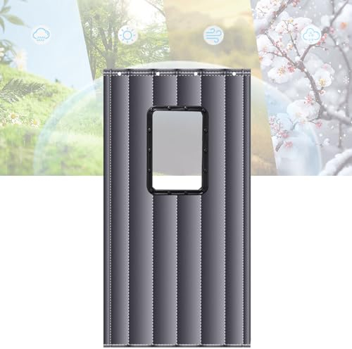 ATYUJKB Thermovorhang Fenster Kälteschutz mit Transparenten Fenstern 80x230cm, Magnet Wärmeschutzvorhang für Türen, Thermo Türvorhang für Balkontüren Wohnzimmer Terrassentüren