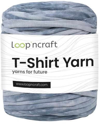 Loopncraft Textilgarn, Gemischtes Grau, 750g, T-Shirt Yarn, Recyling Garn