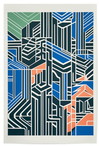 artboxONE Poster 150x100 cm Abstrakt Blaue symmetrie - Bild Geometrie Kunst Bauhaus Style Ecke