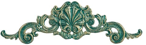 Sungmor Wanddekoration aus Gusseisen, Fleur de Lis, Vintage-Stil, weiße Metall-Blume, verschnörkelt, 39,4 cm lang, geschnitzte Applikationen, Onlays, Wandtür, Schrank, Kaminaufsatz,