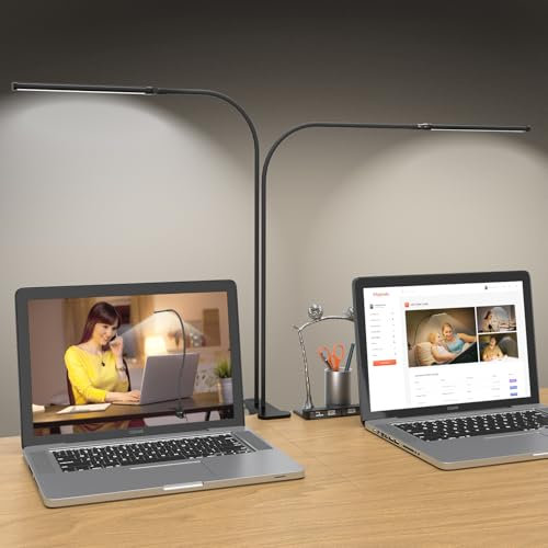 Mojimdo Lampe de Bureau 154 LED [Puissance d'éclairage Remarquable] 70cm Lampe avec Pince, 3 Couleurs et 10 Niveaux de Luminosité Lampe de Lecture 360 ° Flexible avec Chargeur USB pour la Maison