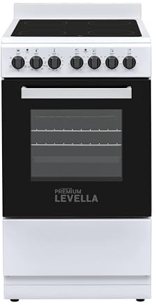 Premium Levella PREV2005VW 20 in Freestanding Vitroceramic Smooth Cooktop Electric Range with 4 Burners and 1.9 Cu. Ft. Single Convection Oven in White