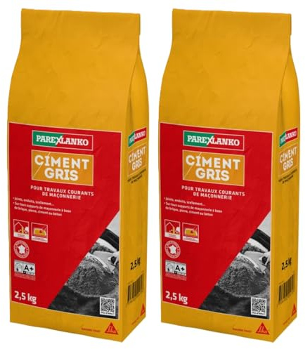 Parexlanko, Ciment Gris, Ciment pour scellements, joints et enduits, 2,5kg (Lot de 2)