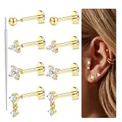 Chriscoco 16G/18G/20G Helix Piercings Chirurgenstahl Tragus Piercing Gold/Silber Labret Piercing Nasenpiercing Stecker Lippenpiercing Piercing Ohr Monroe Medusa Piercing 6/7/8MM