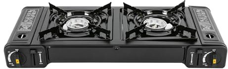 Réchaud à gaz portable DSYOGX - 2 feux - Allumage piézo automatique - Pour l'intérieur et l'extérieur - Avec mallette de transport