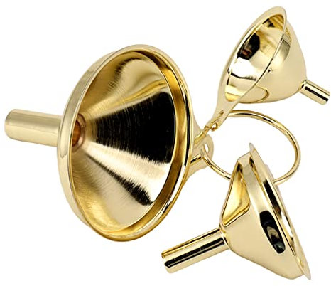 3 Pacchi Set di Imbuti In Acciaio Inossidabile Dorato, Set di Imbuti In Metallo Liquido per Olio Dda Cucina con Imbuto Piccolo In Acciaio Inossidabile per Conserve di Utensili