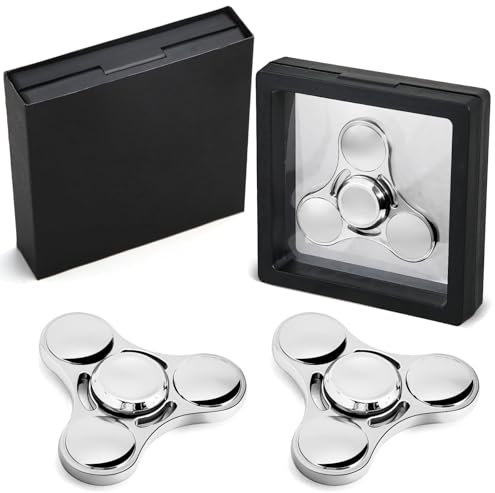 SCIONE Metall Fidget Spinner – Hand Spinner für Erwachsene & Kinder – Anti-Stress-Sensory-Spielzeug mit abnehmbaren Kugellagerkappen – Perfekt für Büro, Klassenzimmer & Party-Geschenke (Weiß)