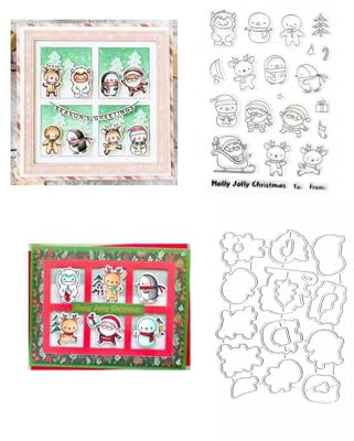 Weihnachtsmann Schneemann Stempel und Stanzschablonen für Karten Herstellung, Winter Weihnachten Stanzen Stempel und Briefmarken Set für DIY Scrapbooking Fotoalbum Dekorativ