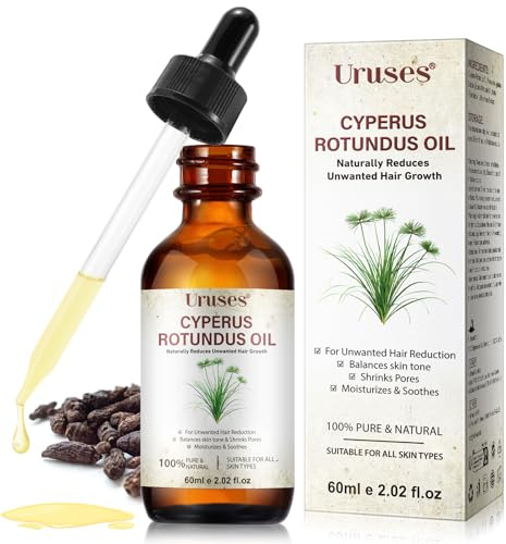 Cyperus Rotundus Oil, Cyperus Oil, Cyperus Rotundus Hair Removal Oil 60ml - Peptide-Infused Repair, Reduces Regrowth & Shrink Pores | Natural DHT Blocker for Smooth Skin | Safe for Sensitive Face&Body