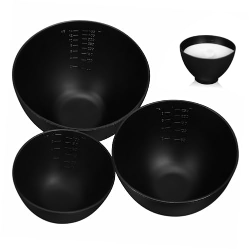 BESTYASH Cuencos de Silicona Fáciles de Lavar para Mezclar Mascarillas Faciales 3 Piezas Reutilizables Color Negro para Salón y Almacenamiento Doméstico
