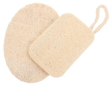VERDANVERSE 2pcs Natural Loofah Dish Scrubber, Washable Kitchen Cleaning Pad, Surface-Safe, Strong Absorbency, Lightweight, for Washing and Bowl Cleaning | Natural Loofah, Strong Water Absorbing, Hand-held Scrubber Set for Kitchen Use