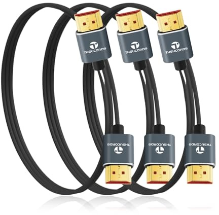 Thsucords Ultradünne 8K 4K HDMI Kabel 3M 3 Stück, Schlanke Flexible Weiche Hochgeschwindigkeits HDMI 2.1 Unterstützung 4K@120Hz 8K@60Hz 48Gbps kompatibel mit Roku TV/HDTV/PS5/Blu-ray
