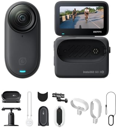 Insta360 GO 3S Cycling Multiview Bundle 128GB Black - 4K Tiny Portable Vlogging Camera, Hands-Free POVs, Mount Anywhere, Stabilization, 140 Min Battery Life, 10m Waterproof, AI Editing, For Vlog