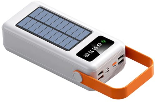 60 000 Mah solbatteri powerbank, inbyggd kabel med LED-ljus, laddning med flera portar för utomhusresor