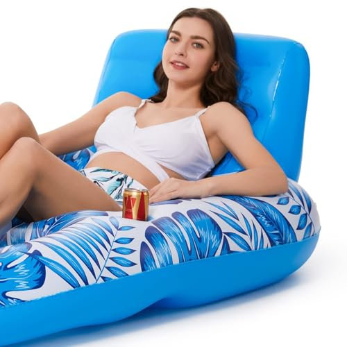 XUQEAYWD Pool Liege Im Wasser, 160x120x70cm Aufblasbare Luftmatratze Pool Mit Getränkehalter, Wasserhängematte, Hängematte Aufblasbar Pool, Schwimmbett, Aufblasbare Lounge Float, Schwimmsessel Pool