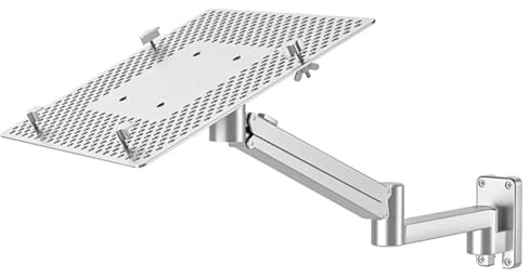 Supporto da parete regolabile per laptop con vassoio in lega di alluminio, posizione di sollevamento bloccabile, supporta 3-6 kg, ideale per ufficio e postazione di lavoro