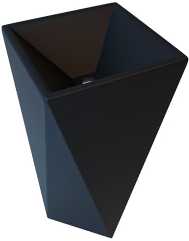 Ego Interiors | Standwaschbecken Sanitärkeramik Bodenmontage 47x47x83 cm, rechteckiger Standwaschtisch, antibakteriell und pflegeleicht (Matt Schwarz ohne Hahnloch)