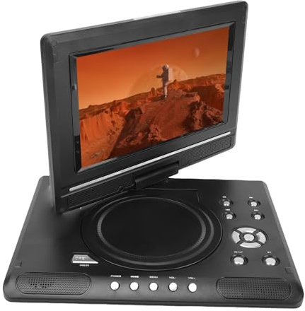 Luocute 9.8 Inch Portable DVD Player with 270° Screen, 1080p HD Resolution, Dual Speakers, Antennae, USB/Card Support, Remote Control, Car Headrest Mount, for Family Trips (1#)