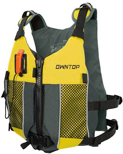 Owntop Badväst för vuxna och junior, dubbelficka i nät och visselpipa, unisex simväst för paddleboarding kajak SUP fiske vattensport