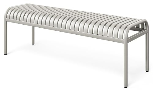 di volio Gartenbank BAISO - Metallbank für Terrasse & Garten, 130 cm, wetterfest (Beige)