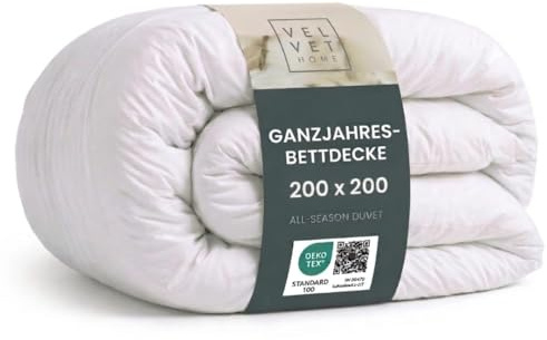 VEL VET HOME Bettdecke 200x200 cm - Ganzjahresdecke mittlere Wärme, 300 GSM, atmungsaktive Steppdecke aus Mikrofaser, für Allergiker geeignet, Oeko-TEX Standard 100
