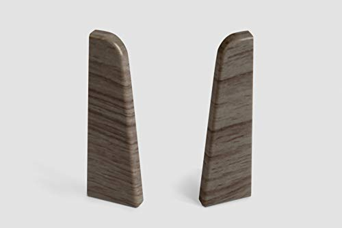 EGGER Endstück Sockelleiste Eiche anthrazit für einfache Montage von 60mm Laminat Fußleisten | Inhalt 2 Stück | Kunststoff robust | Holz Optik grau