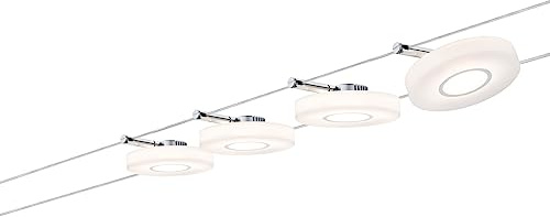 Paulmann 50109 Sistema de cable LED DiscLED I Basic set Smart Home Bluetooth ampliable Blanco luz diurna 4x4W Satinado Regulable Tunable Blanco