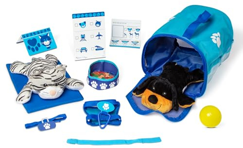 Melissa & Doug Tote & Tour Pet Travel Play Set With 2 Plush Stuffed Animals (15 pcs)