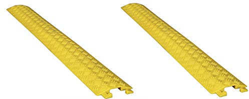ADO - Protector de cable/pasacable de plástico para suelo protección de Cables eléctricos de 1 vía 100x13cm (2- Pasacables amarillos)