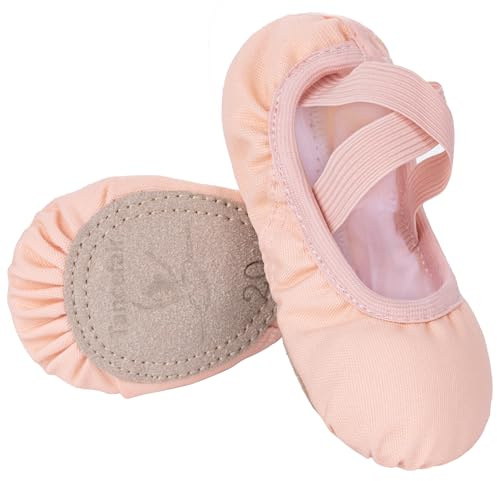 Tancefair Ballet Shoes for Girls Dance Shoes Canvas Ballet Flats Split Leather Sole Gymnastics Yoga Shoes for Toddlers Girls Women Pink