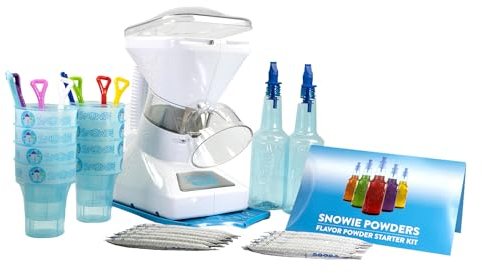 SNOWIE - Little Snowie Max Snow Cone Machine - Premium Shaved Ice Maker, with Powder Sticks Syrup Mix, Premium Kit, White