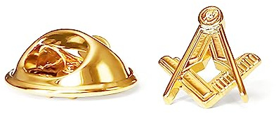 THE MASONIC COLLECTION - Gilt Metal Square & Compass Masonic Lapel or Tie Pin - Gold Plated and Polished - Clutch Pin Fitting - Shaped in the Symbol of Masonic Lodge - Freemason Gifts for Men
