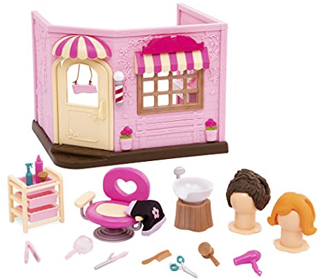 Li'l Woodzeez - Baabaa Spa & Friseursalon Spielset - Deluxe - Spielset mit Tierfiguren - Spielzeug Friseursalon - Friseurladen mit Möbeln - Inklusive Märchenbuch - 3 Jahre +