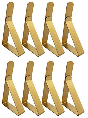 SOONPAM Tablecloth Clips, Outdoor Tablecloth Picnic Table Clips Stainless Steel Table Cloth Holders for Picnics Graduation Party Wedding 8Pack, Gold Color
