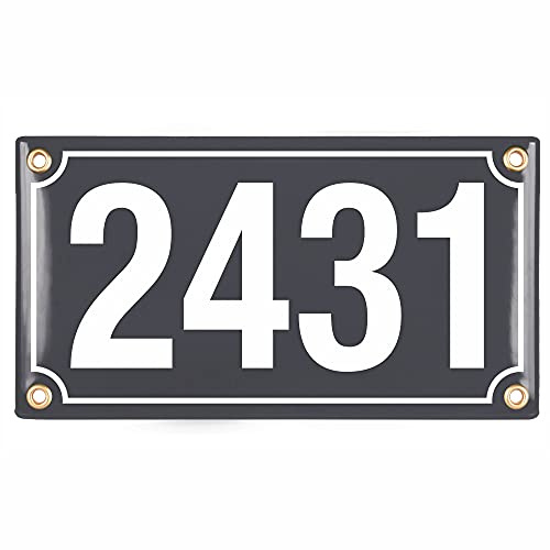 Numéro de Maison | Plaque Émaillée Personnalisée 12x22 cm | Numéro de Rue | Panneau de Porte (Anthracite)
