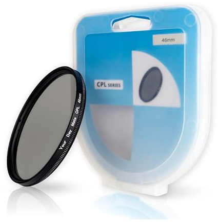 CPL Filtre polarisant, Ø 46 mm, Réflexion Lumineuse perturbatrice minimisée, Clarté Optique et fidélité des Couleurs optimisées, Polarisateur Circulaire Cadre Aluminium, Protection Objectif caméra